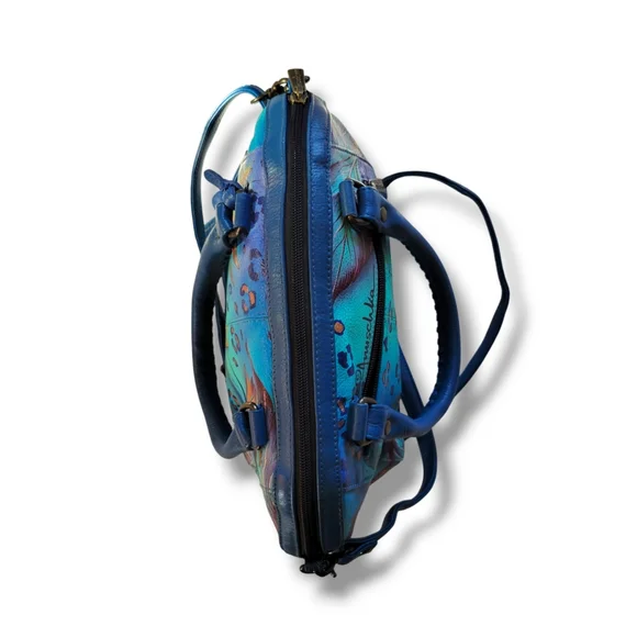 ✨️HP✨️Anuschka | Pretty Blue Multicolor Tropical Floral Convertible Satchel - Picture 7 of 16